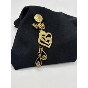Elegant Gold Heart Brooch with Gem Accents